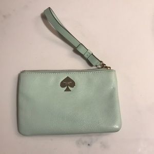Mint colored leather Kate Spade wristlet
